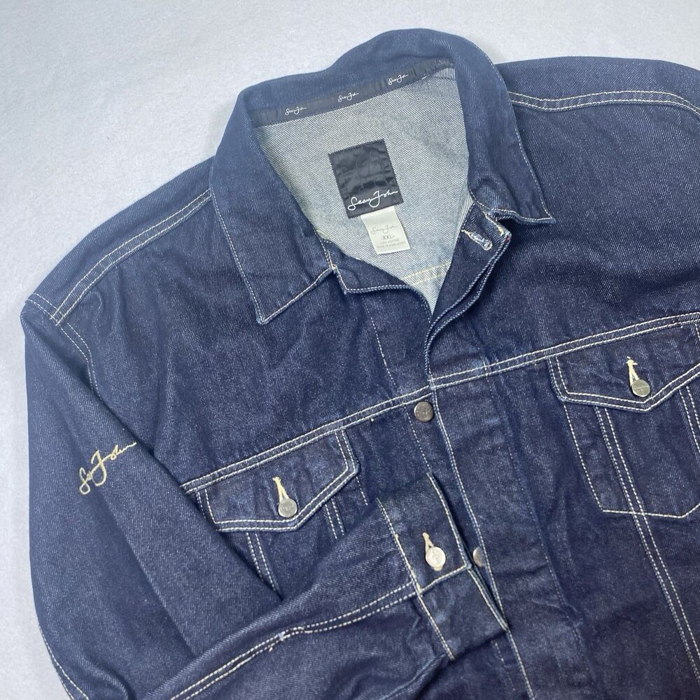 Vtg Sean John Y2K Streetwear Trucker Biker Hip-Hop Style Denim Coat Jacket XXL